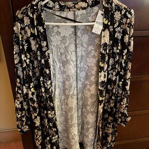 Lane Bryant Black and Gold Floral Top